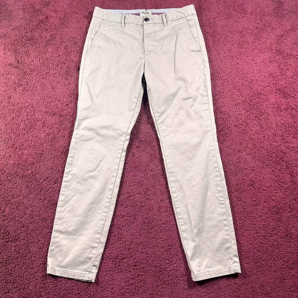 Perk Slim Fit + Stretch Chinos Mens 31/30 Khaki Tan Cotton Blend Pants
